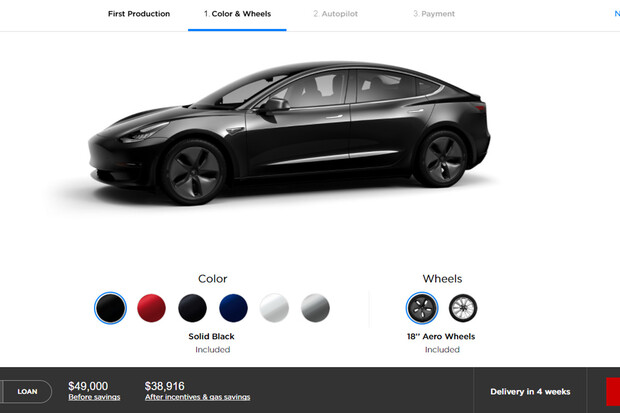 První předobjednávající si mohou nakonfigurovat svoji Teslu Model 3