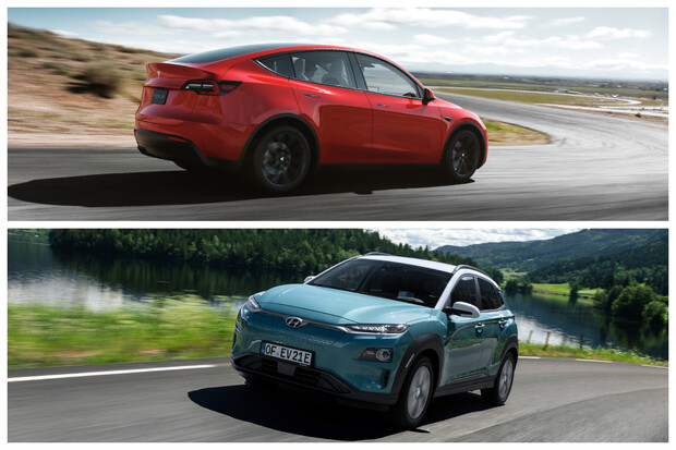 Tesla Model Y vs. Hyundai Kona Electric. Který rodinný elektromobil se vyplatí víc?