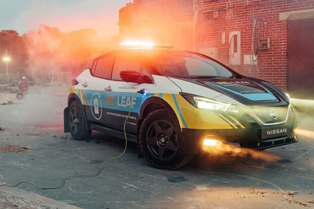 Tento speciální Nissan Leaf je přímo určen pro pomoc při katastrofách