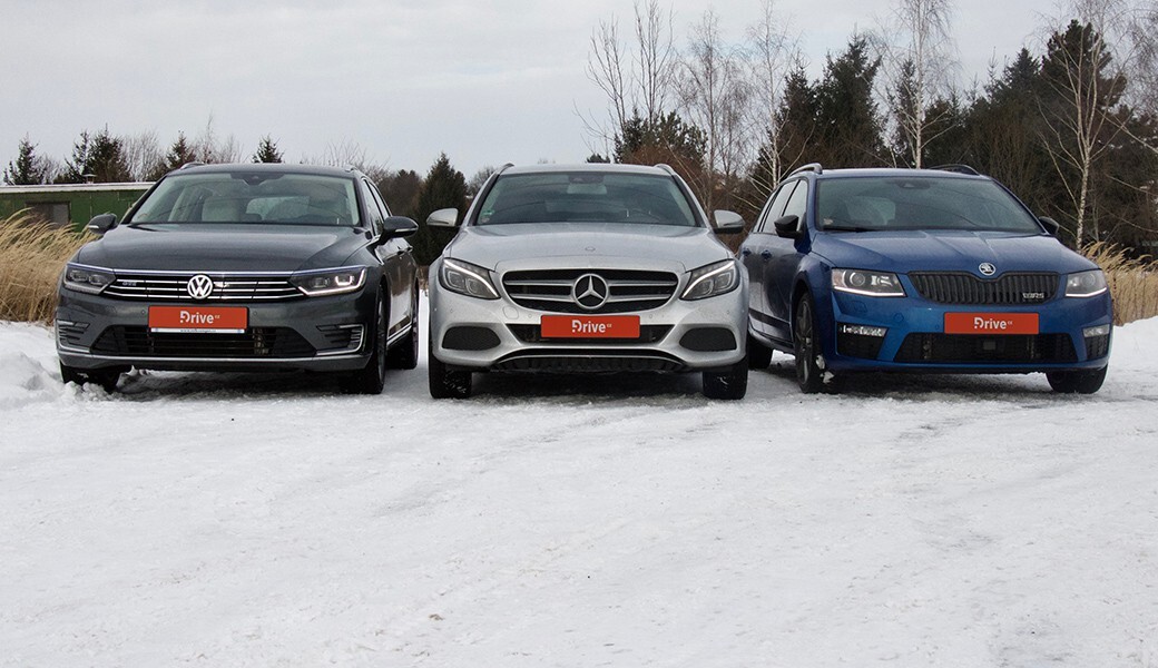 VW Passat GTE, Mercedes C 350 e Combi a Škoda Octavia RS Combi