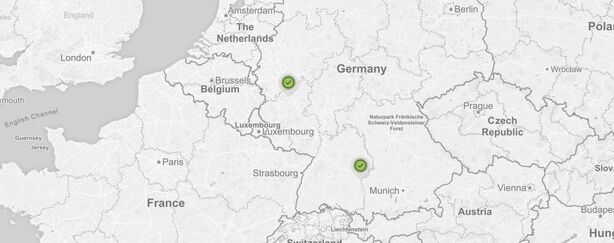 Mapa nabíjecích stanic IONITY