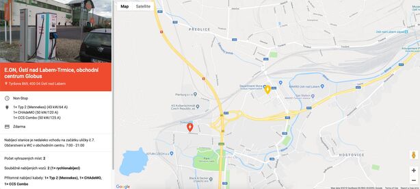 Nabíjecí stanice E.ON Ústí nad Labem Trmice