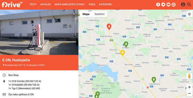 Nabíjecí stanice E.ON v Hustopečích