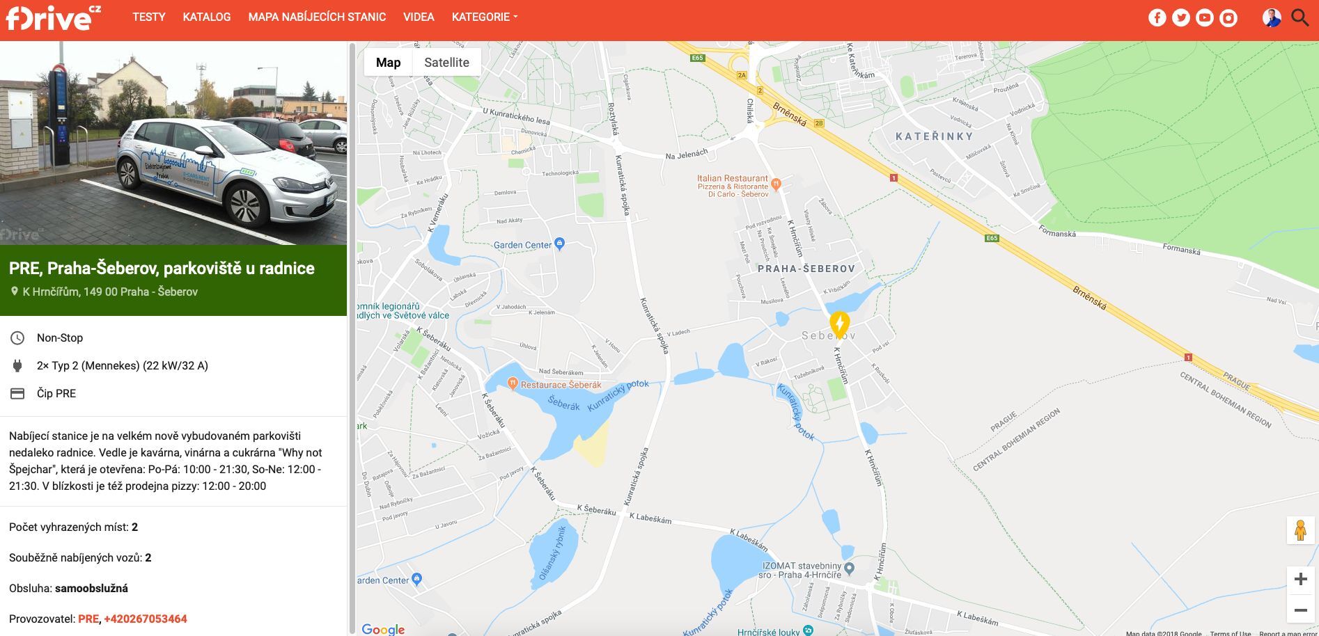 Nabíjecí stanice PRE Šeberov