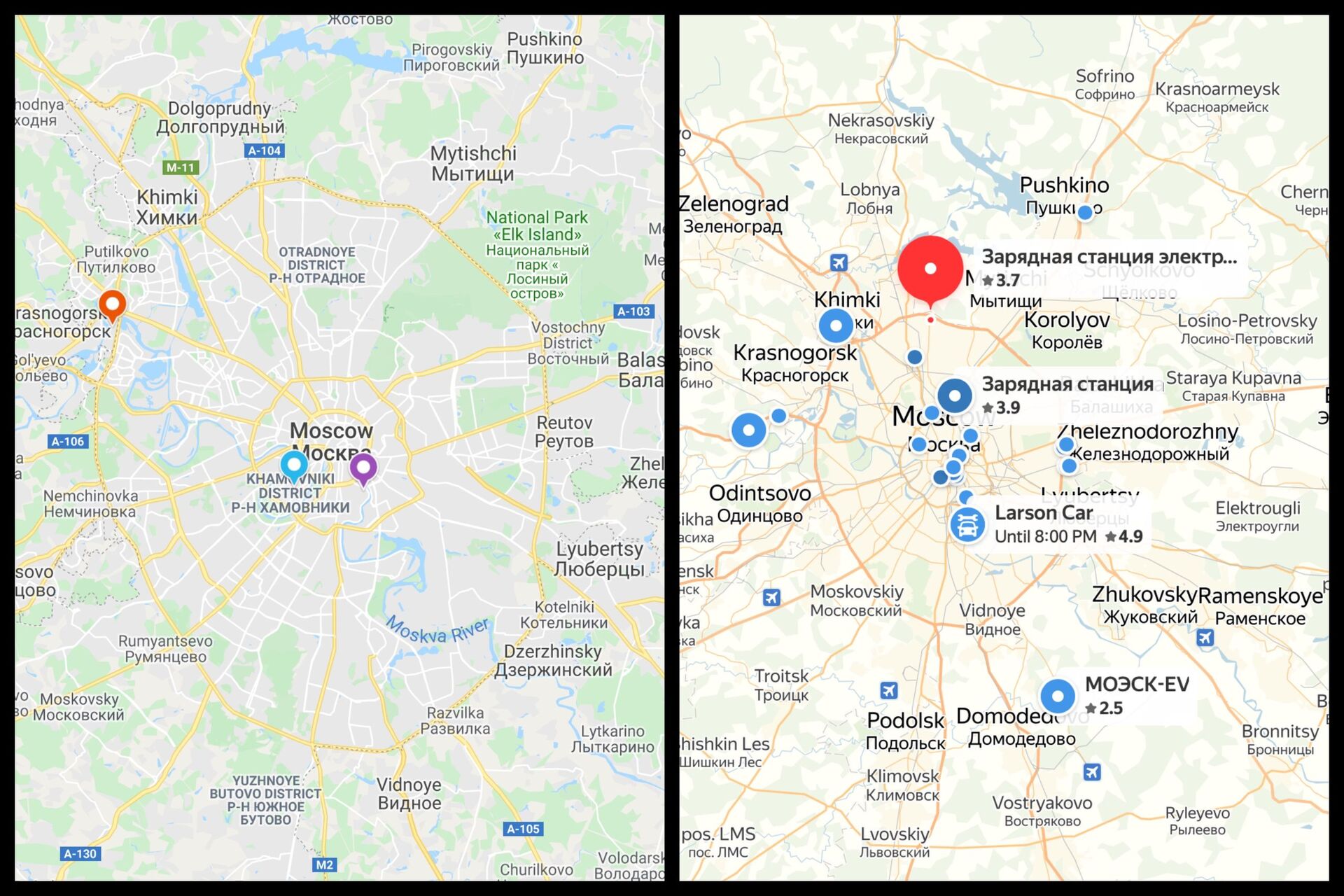 Nabíjecí stanice v Moskvě