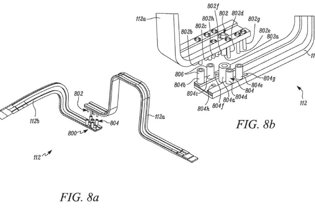 Patentový nákres nové architektury elektroinstalace Tesly