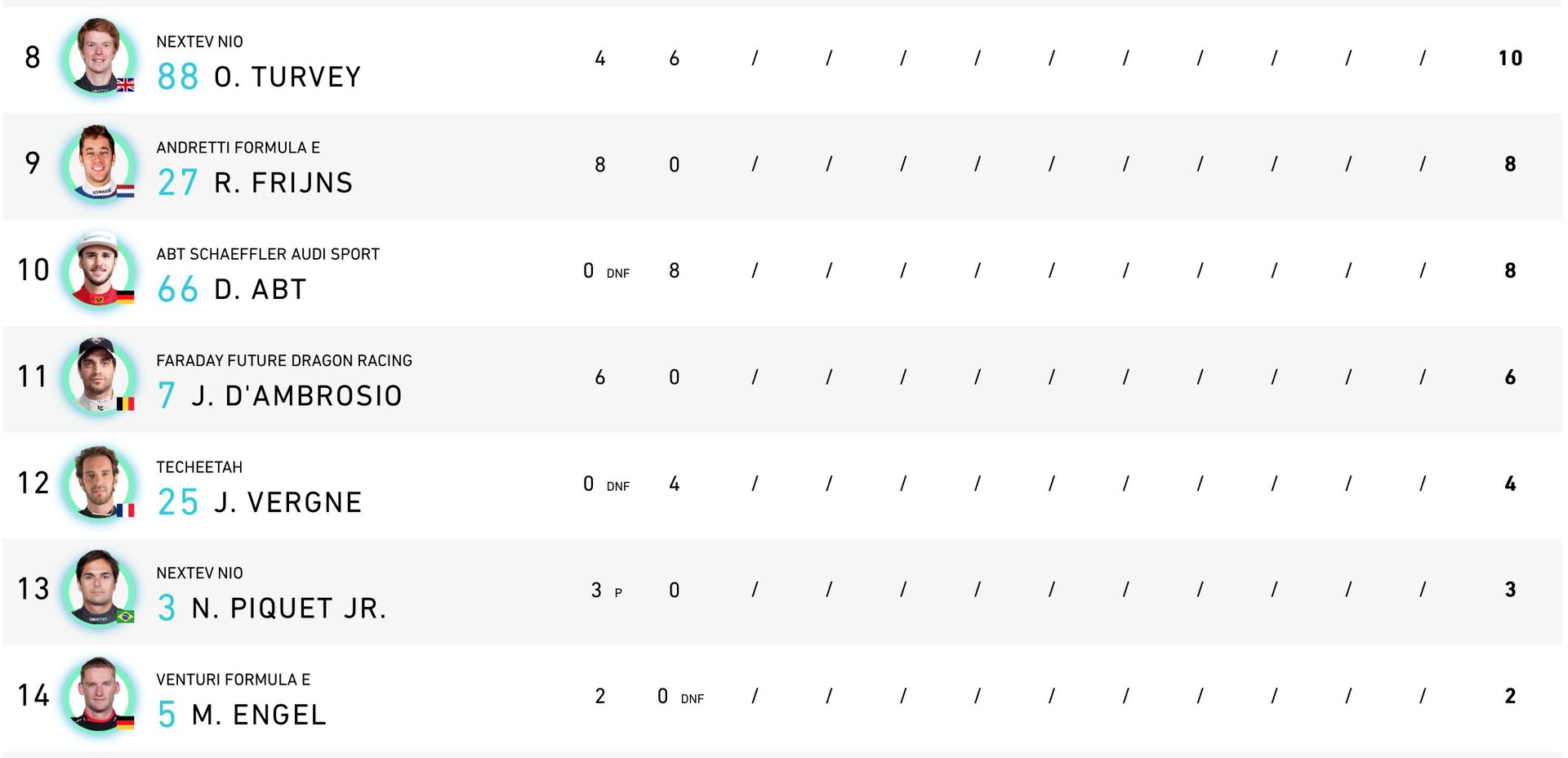 Pořadí jezdců Formule E
