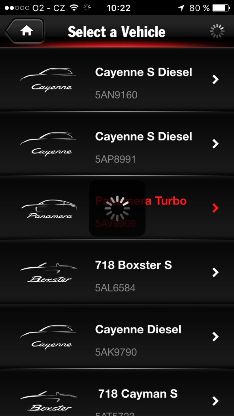 Porsche Panamera aplikace iOS