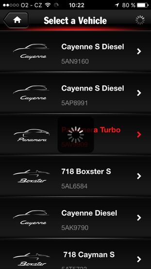 Porsche Panamera aplikace iOS