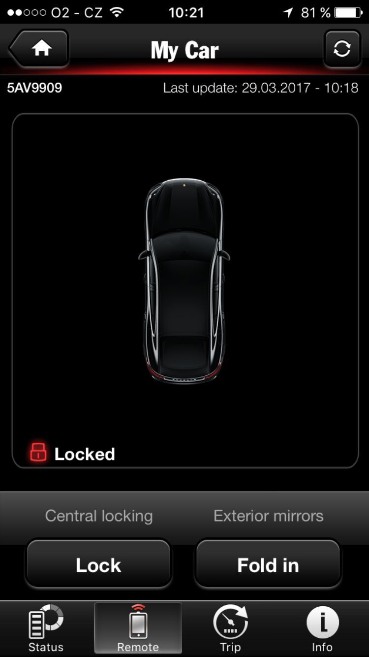 Porsche Panamera aplikace iOS