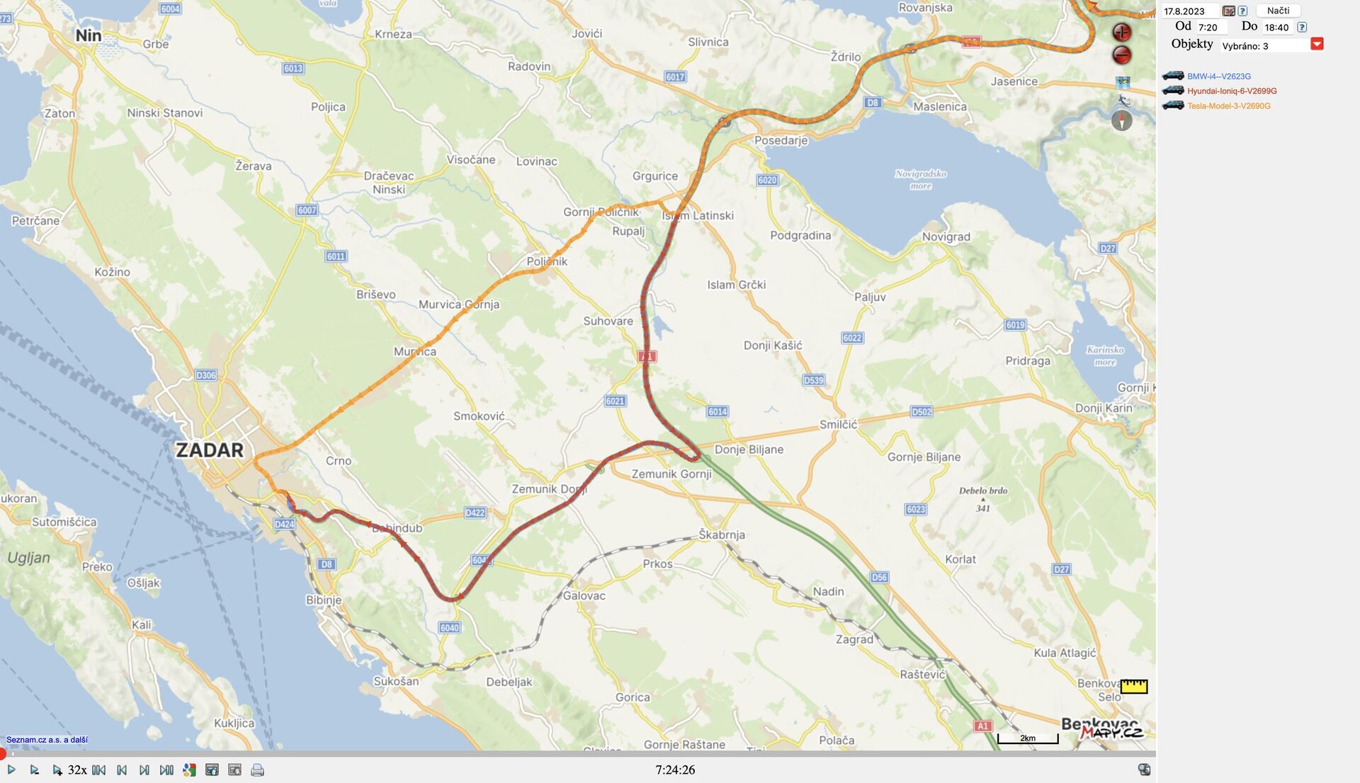 Poslední úsek jela Tesla trochu jinou trasou