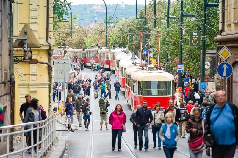 Průvod historických tramvají Praha