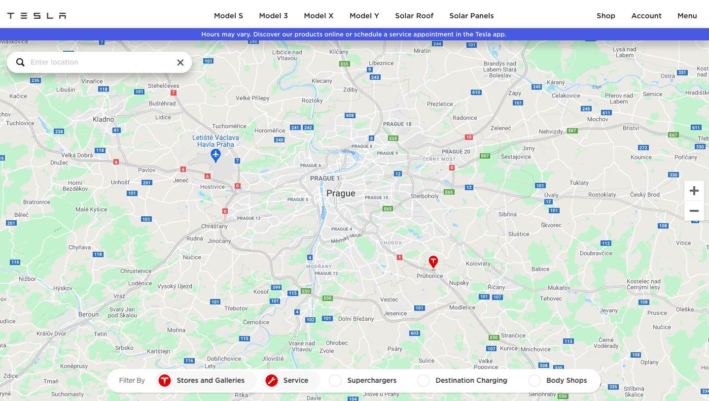 Showroom Tesla Průhonice na mapě