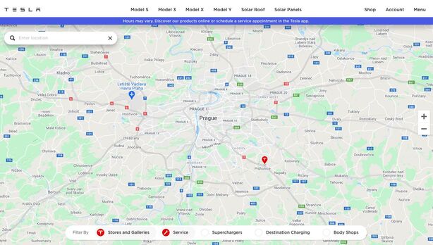 Showroom Tesla Průhonice na mapě