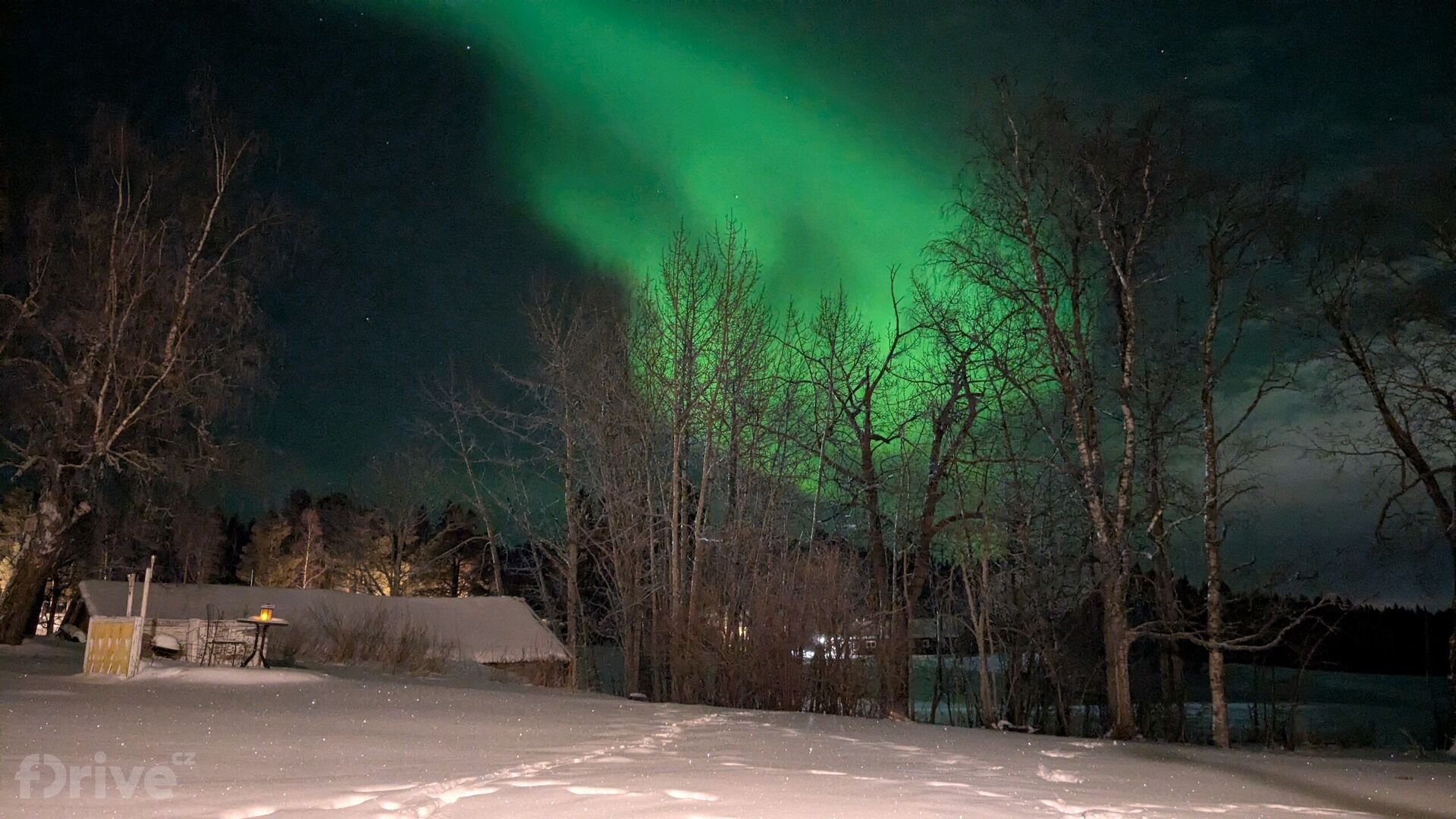 Silná polární záře v Önetu u Östersundu