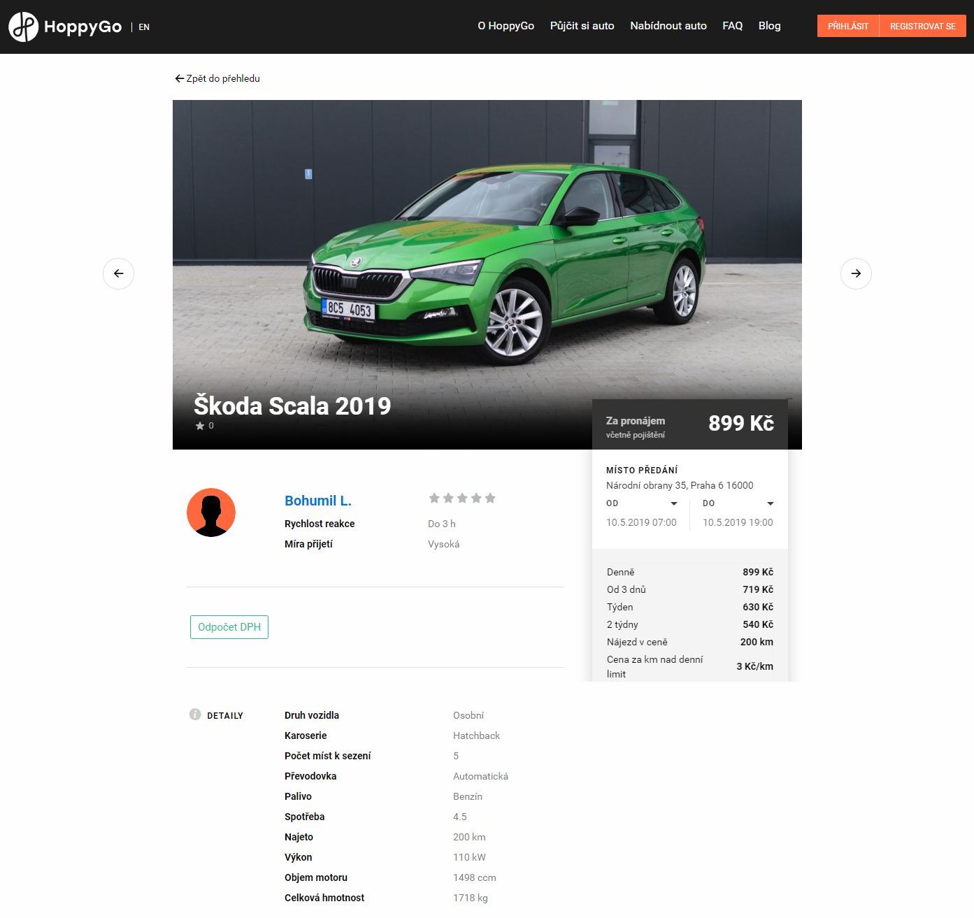 Škoda Scala od HoppyGo