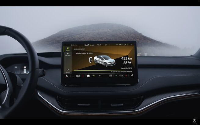 Stav baterie a zbývajícího dojezdu na Řípu