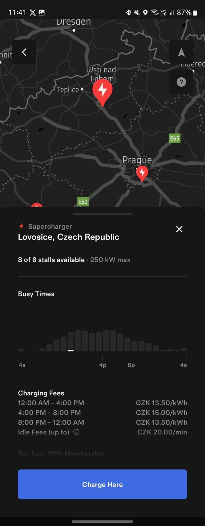 Tesla aplikace pro nabíjení