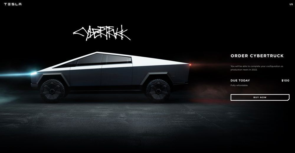 Tesla Cybertruck v konfigurátoru značky