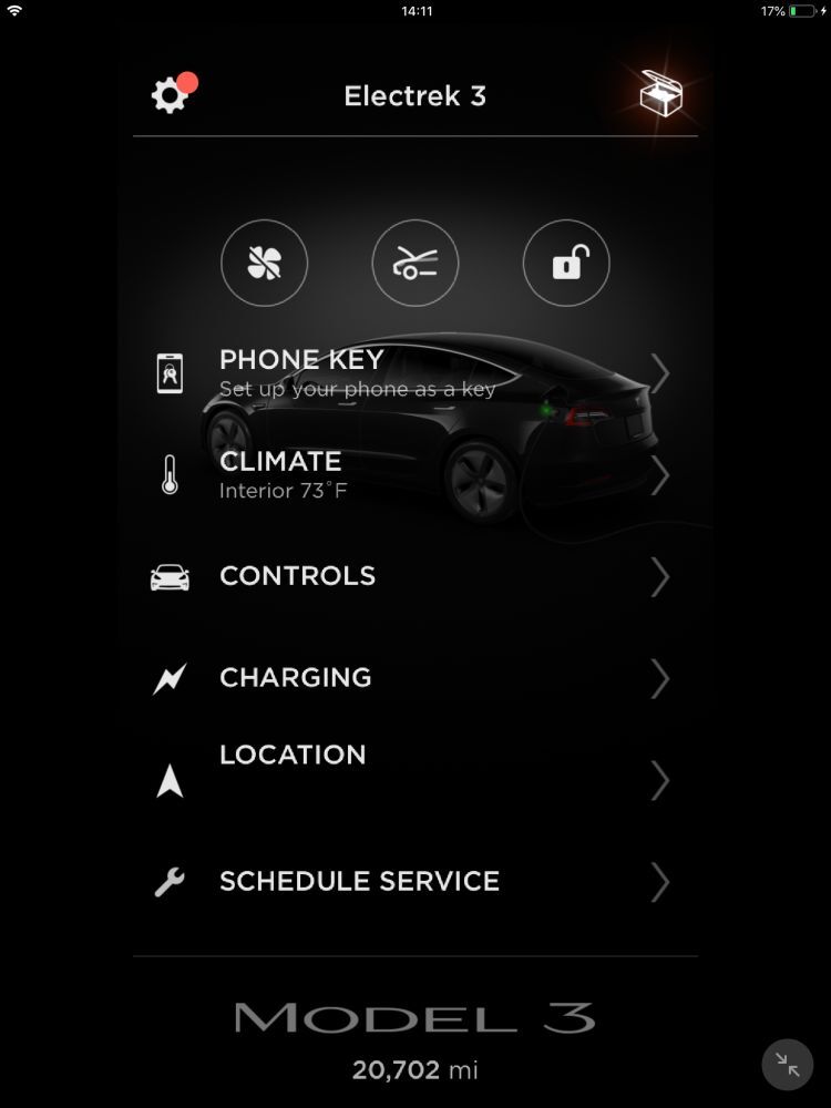 Tesla Model 3 přístup do vozu