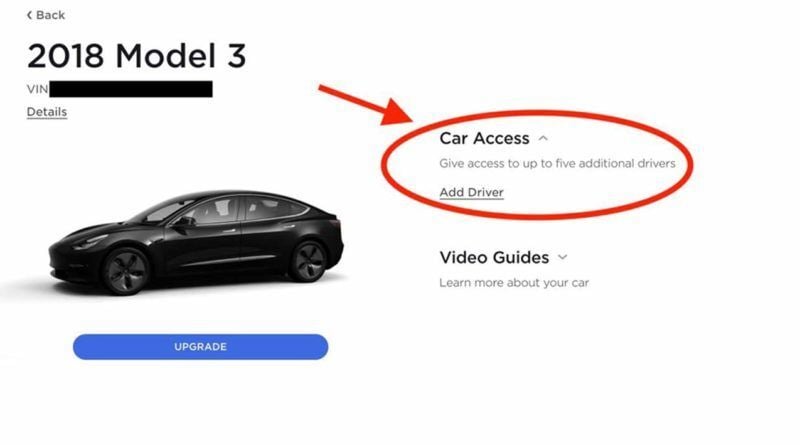 Tesla Model 3 přístup do vozu