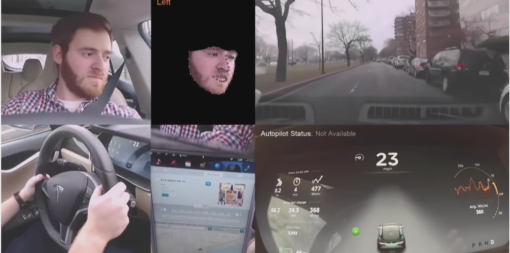 Tesla Model S kamera natočená na řidiče