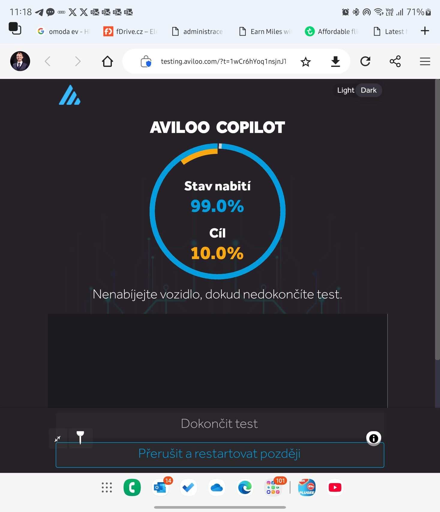 Testování degradace baterie