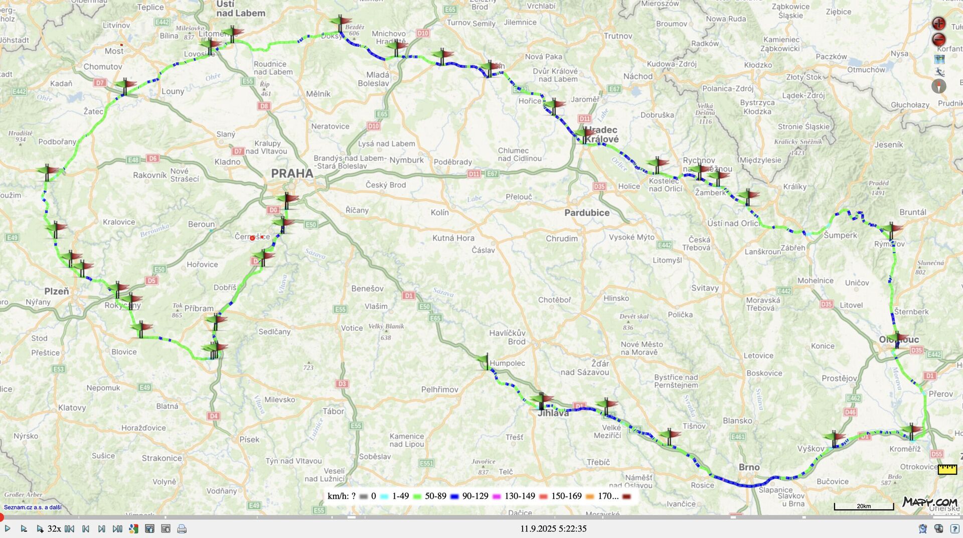 Trasa rekordní jízda vozem Kia EV3