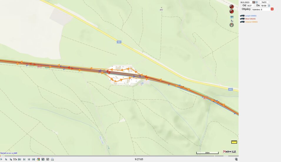 Trasy všech vozidel