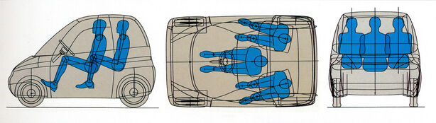 Třísedadlové uspořádání Fiatu Downtown