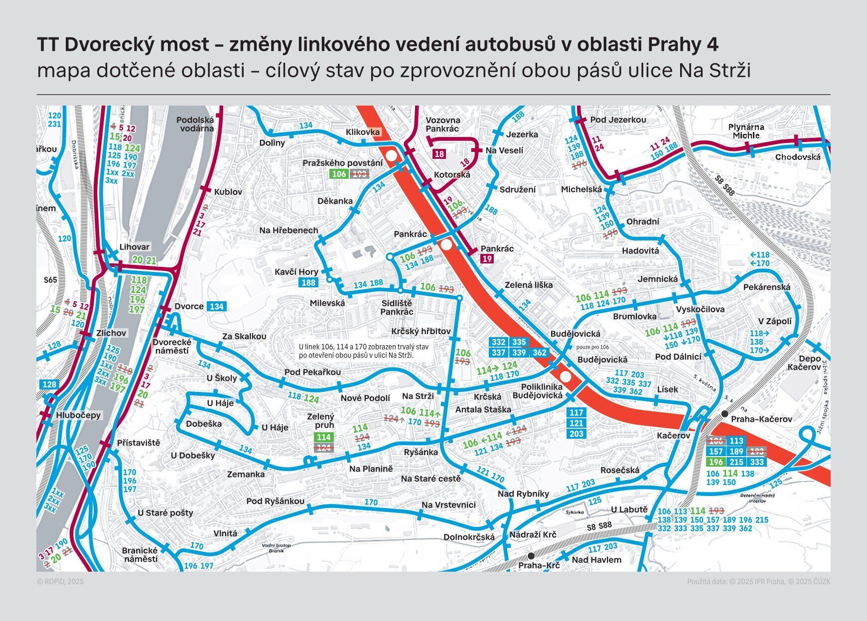Vedení autobusů přes Dvorecký most 2026