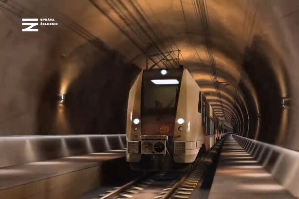 Vlak v novém pražském tunelu