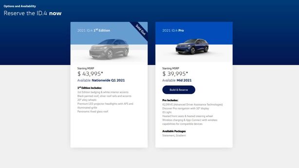 Volkswagen ID.4, nabídka v USA