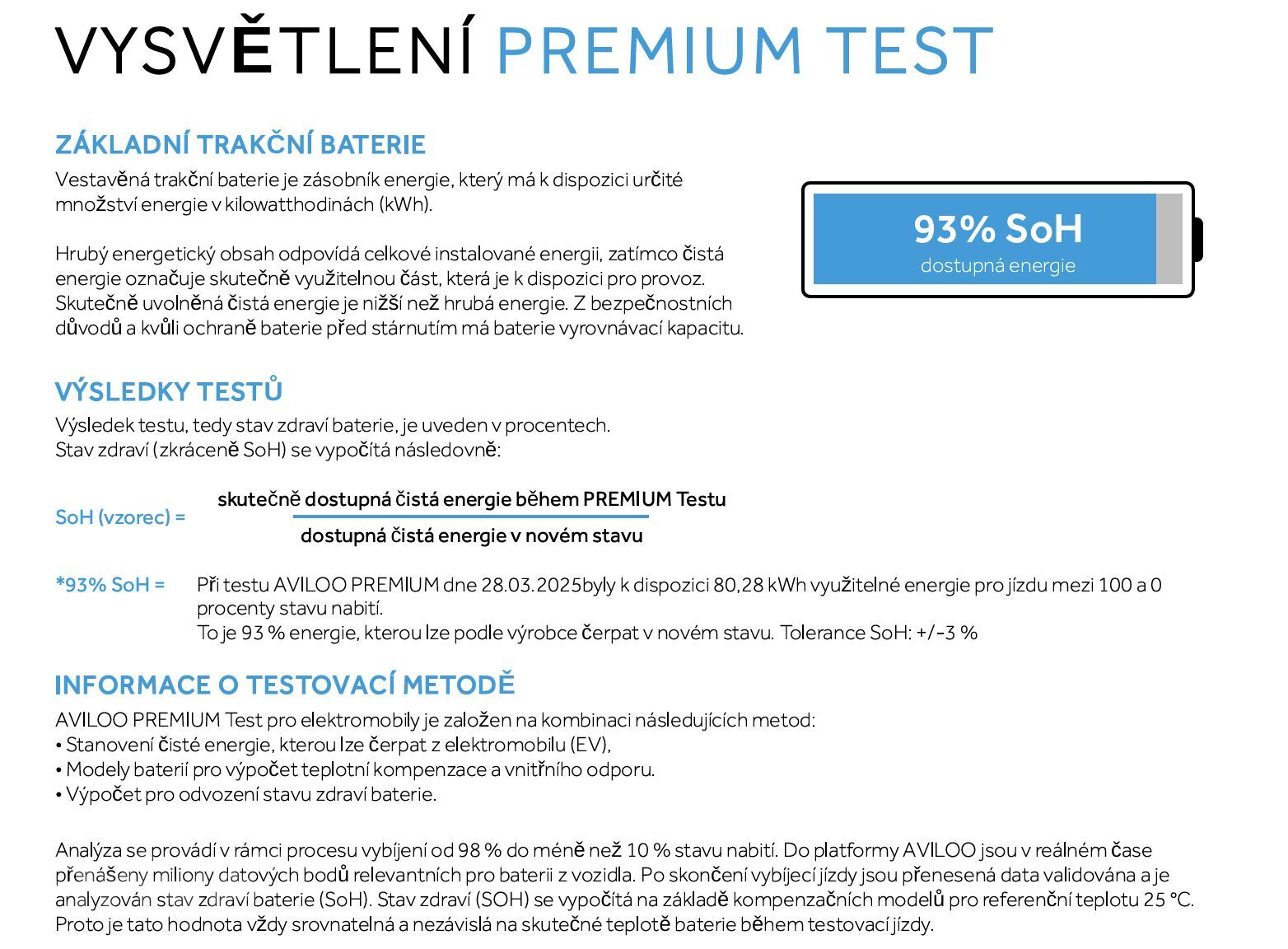 Výsledek podrobného testu Aviloo - vysvětlení