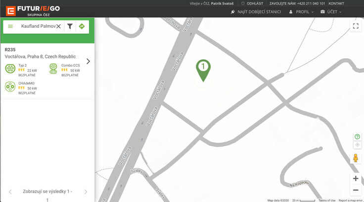 Webové rozhraní pro správu nabíjení u skupiny ČEZ