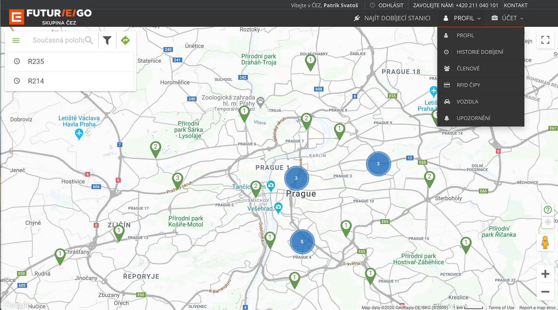 Webové rozhraní pro správu nabíjení u skupiny ČEZ