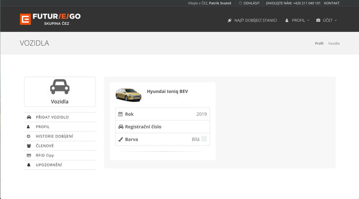 Webové rozhraní pro správu nabíjení u skupiny ČEZ