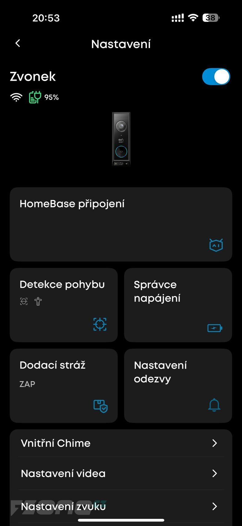 Aplikace eufy - nastavení Eufy Video Doorbell E340 Dual Lens 2K