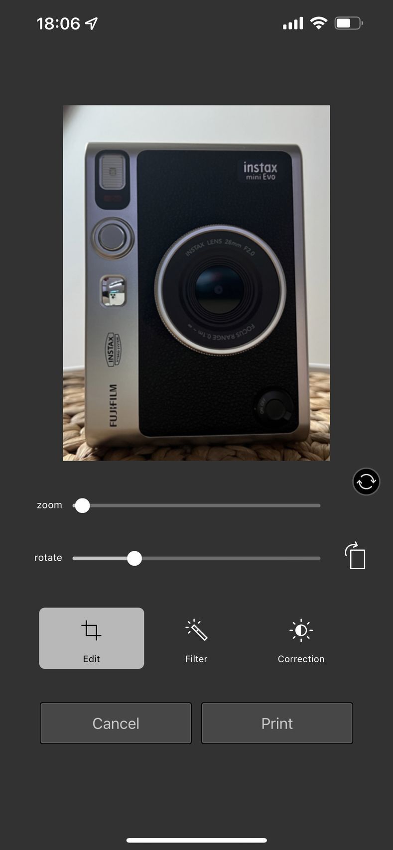 Aplikace instax mini EVO