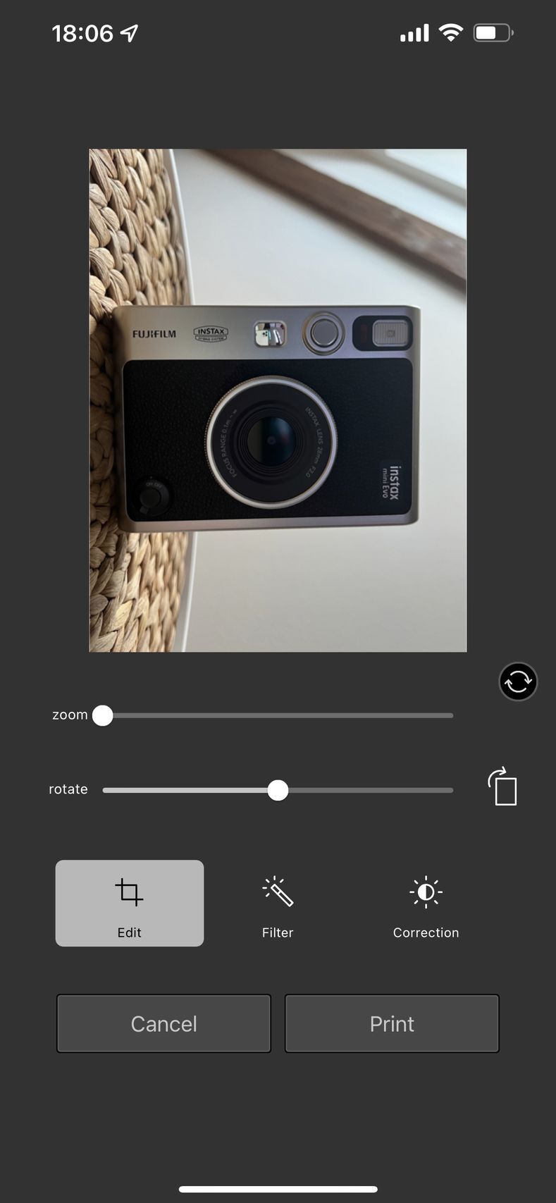 Aplikace instax mini EVO