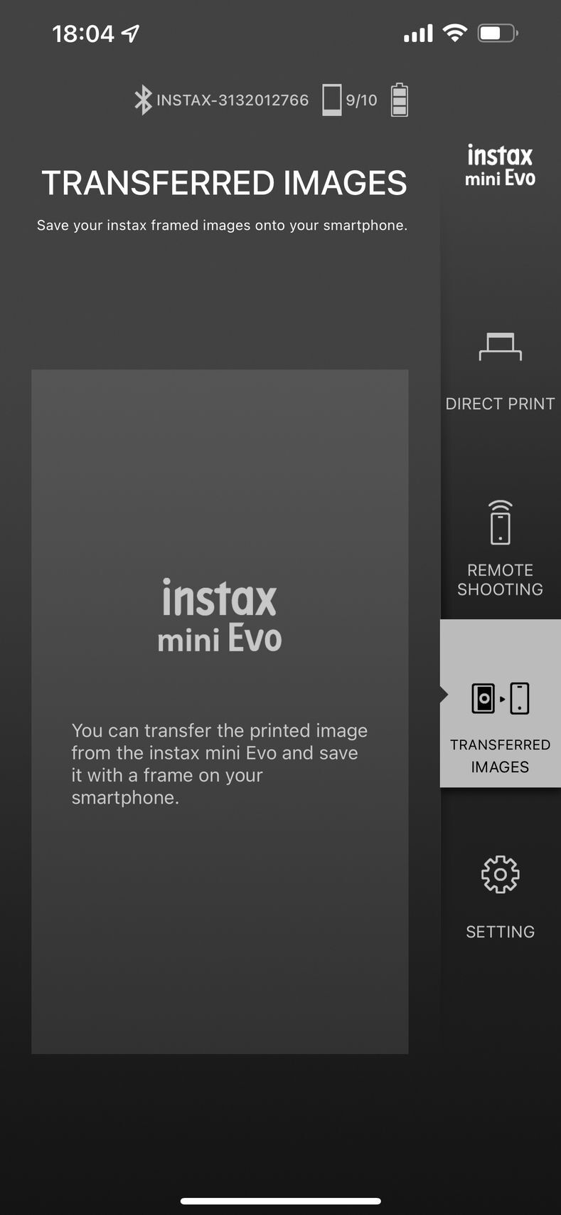 Aplikace instax mini EVO