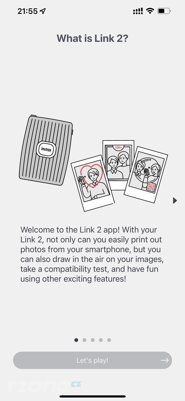 Aplikace instax mini Link