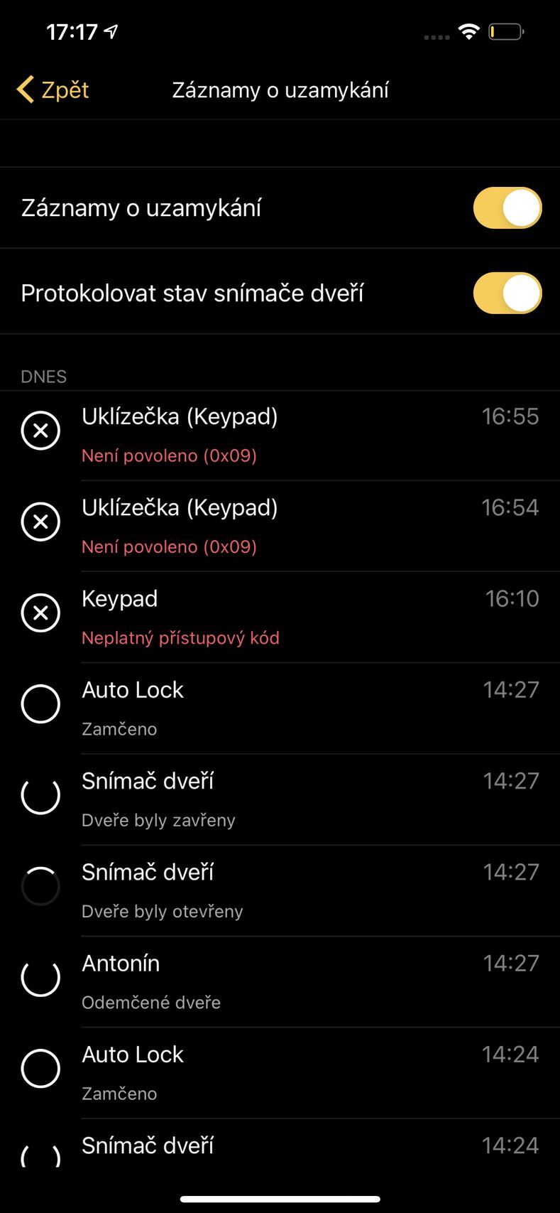 Aplikace Nuki - Keypad