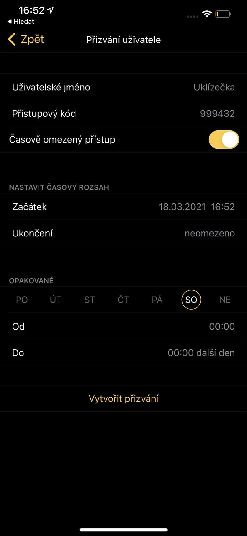 Aplikace Nuki - Keypad