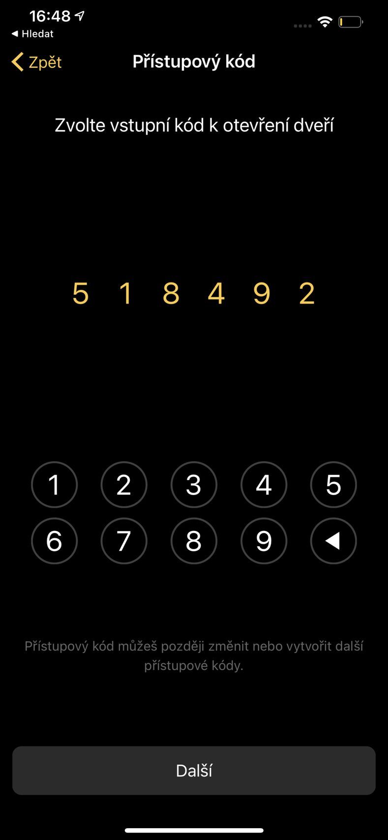 Aplikace Nuki - Keypad