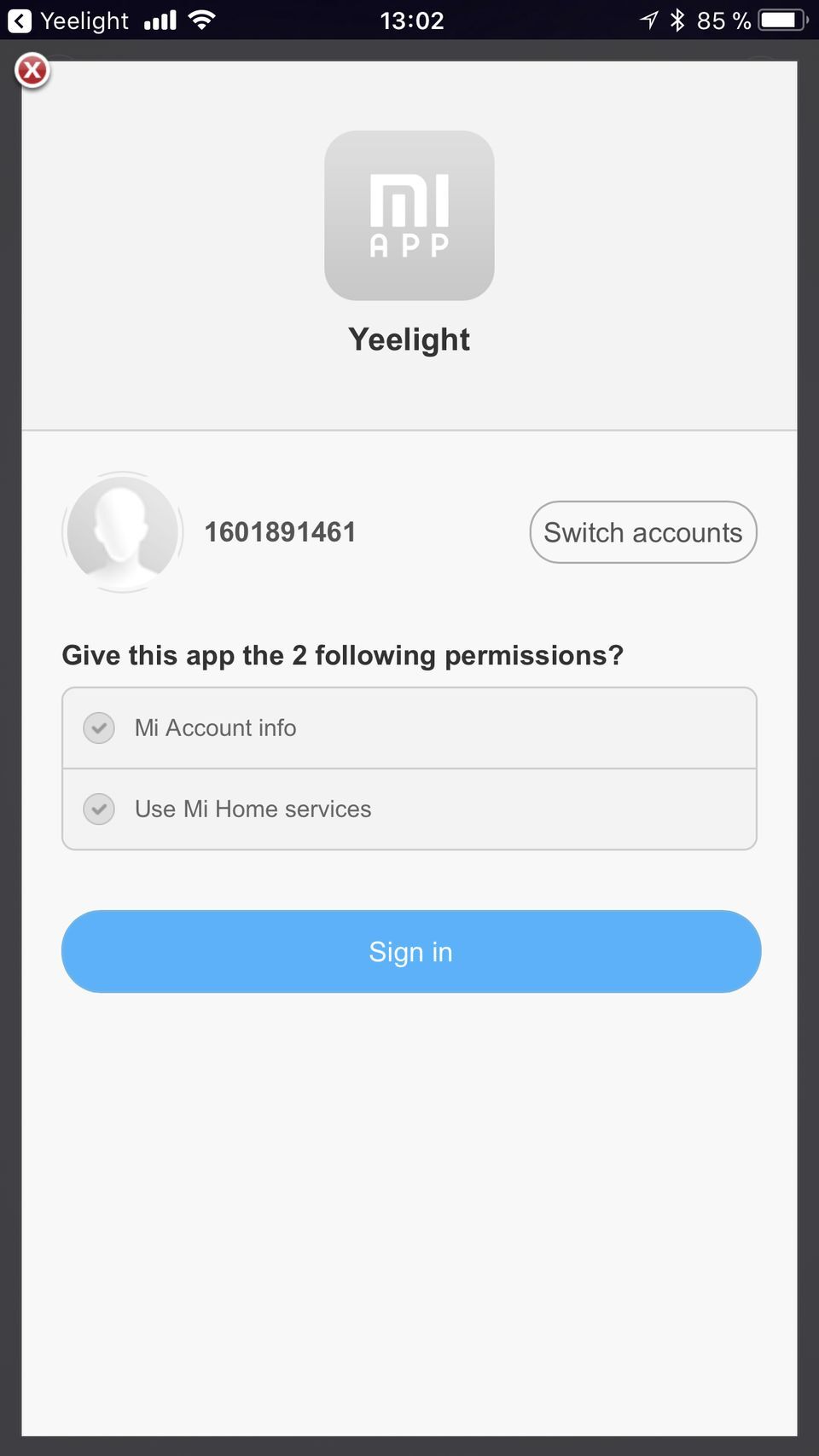 Aplikace Yeelight