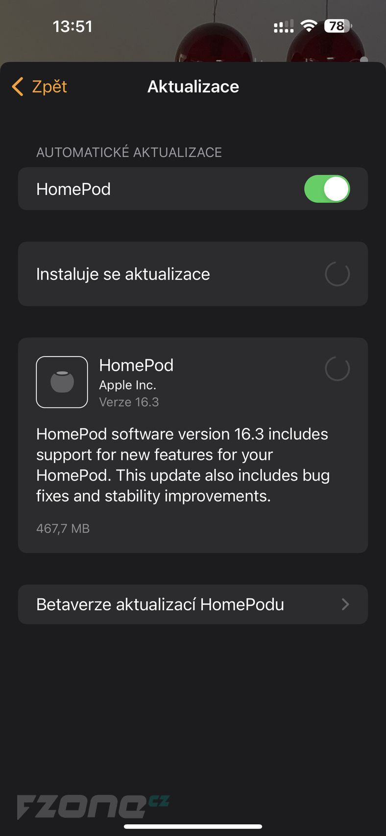 Apple HomePod mini - aktualizace iOS 16.3