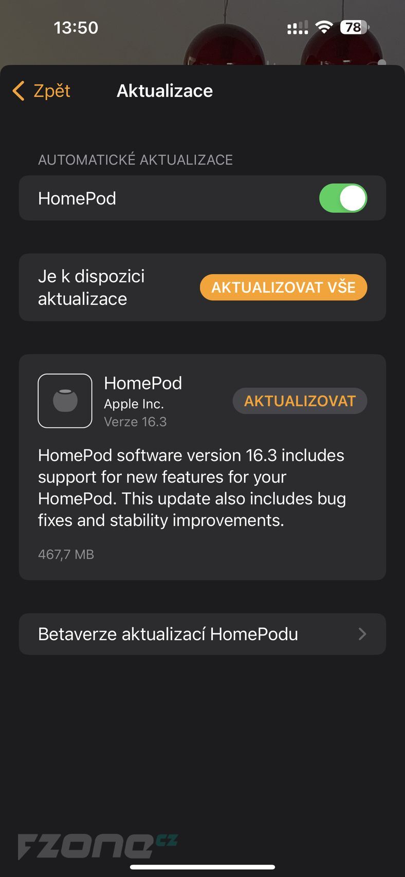 Apple HomePod mini - aktualizace iOS 16.3