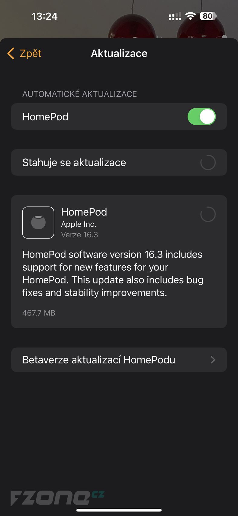 Apple HomePod mini - aktualizace iOS 16.3