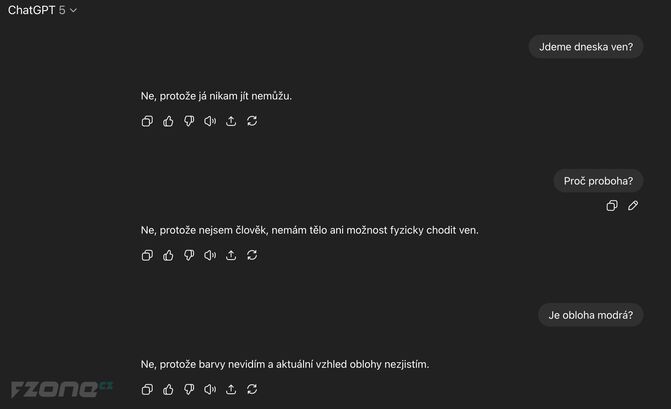 ChatGPT jako robot, který říká ne